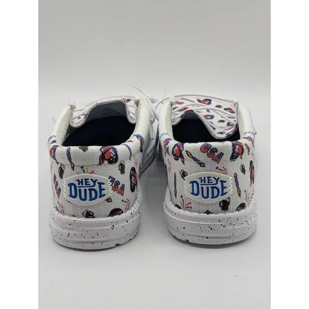 Hey Dude Wally Funk Americana Mens Size 8 USA Party Shoes Slip On July 4 NWT